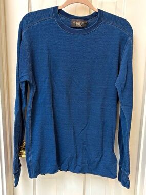 Double RL Ralph Lauren Men’s Medium Navy 100% Cotton Knit Crew Neck Pullover